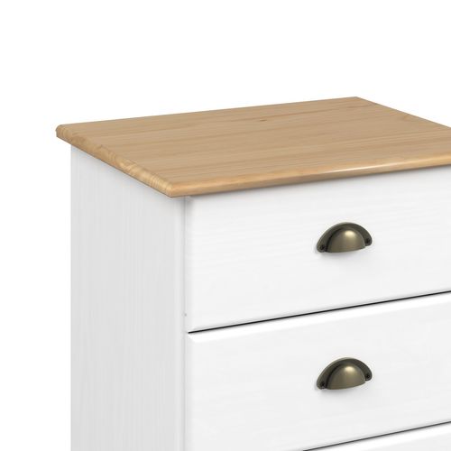 Chiffonier 5 tiroirs STANFORD blanc et pin