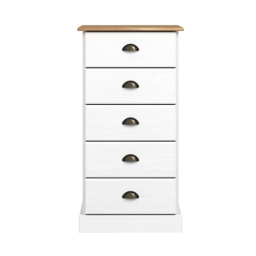 Chiffonier 5 tiroirs STANFORD blanc et pin