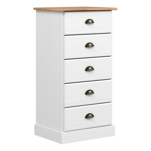 Chiffonier 5 tiroirs STANFORD blanc et pin