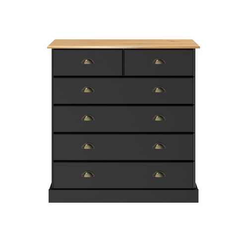 Commode 4+2 tiroirs STANFORD noir et miel