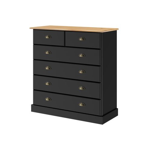 Commode 4+2 tiroirs STANFORD noir et miel