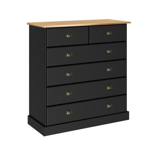 Commode 4+2 tiroirs STANFORD noir et miel