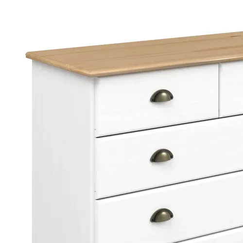 Commode 4+2 tiroirs STANFORD blanc et miel