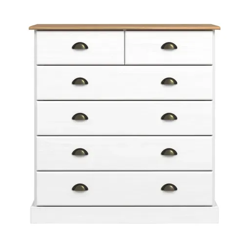 Commode 4+2 tiroirs STANFORD blanc et miel