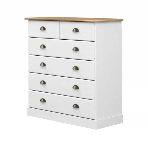 Commode 4+2 tiroirs STANFORD blanc et miel