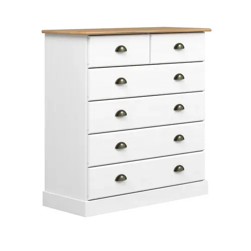 Commode 4+2 tiroirs STANFORD blanc et miel