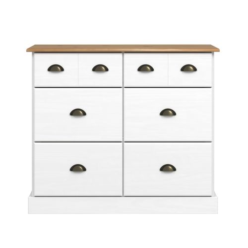 Range-tout 6 tiroirs STANFORD blanc et pin