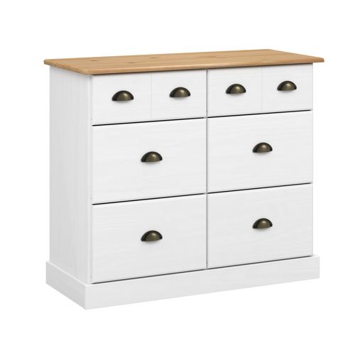 Range-tout 6 tiroirs STANFORD blanc et pin