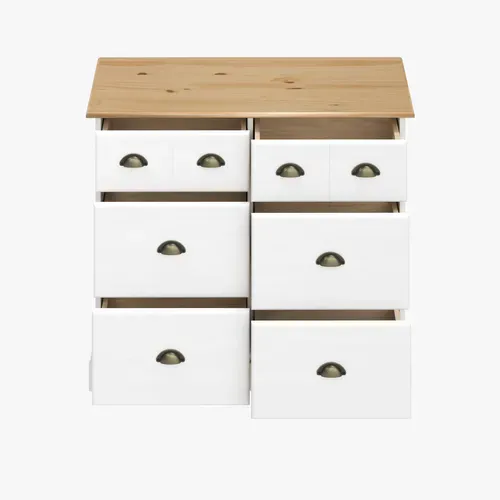 Range-tout 6 tiroirs STANFORD blanc et pin