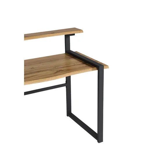 Bureau avec réhausse LARRY imitation chêne et noir vue détaillée