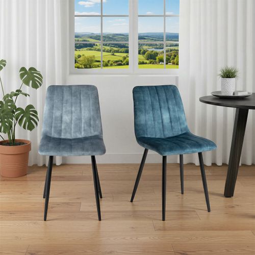 Lot de 2 chaises DIANE en velours bleu