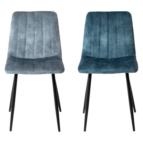 Lot de 2 chaises DIANE en velours bleu