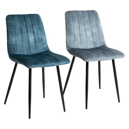 Lot de 2 chaises DIANE en velours bleu