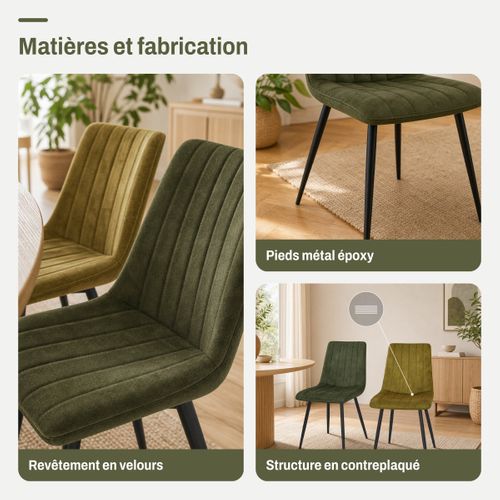 Lot de 2 chaises DIANE en velours kaki vue accessoires