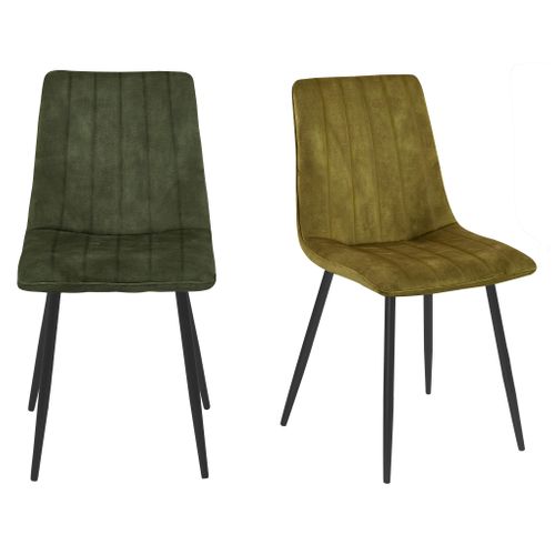 Lot de 2 chaises DIANE en velours kaki vue 3/4
