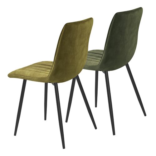 Lot de 2 chaises DIANE en velours kaki vue de derrière