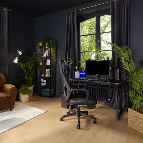 Fauteuil gamer et repose pieds BXGAMING Stormy noir et vert vue d'ambiance 1
