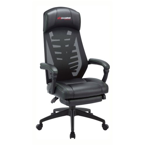 Fauteuil gamer et repose pieds BXGAMING Stormy noir et vert vue 3/4