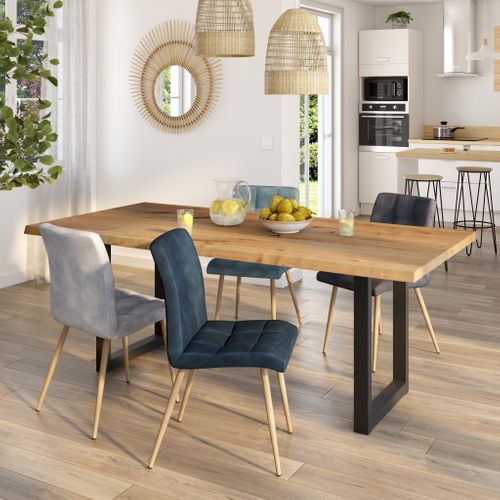 Lot de 4 chaises POKE velours bleu et gris