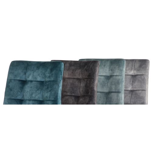Lot de 4 chaises POKE velours bleu et gris