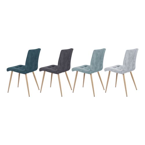 Lot de 4 chaises POKE velours bleu et gris