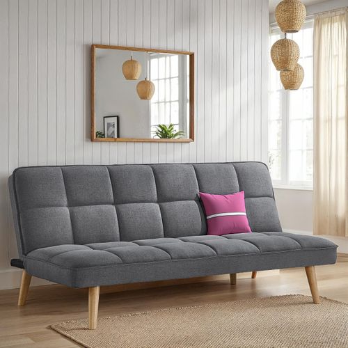 Banquette-lit clic-clac TIMARU tissu gris foncé