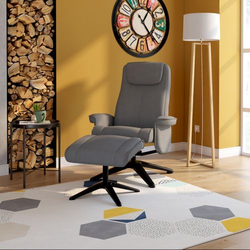 Fauteuil relax pivotant CLARK tissu gris