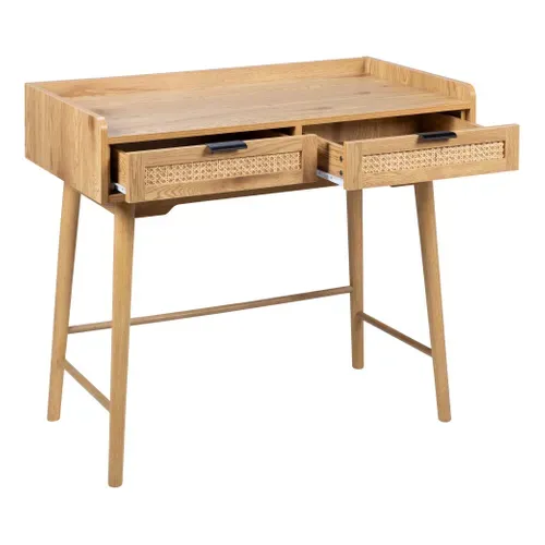Bureau 2 tiroirs LAUSANE rotin