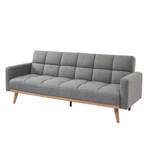 Canapé convertible 3 places ALISTER tissu gris clair