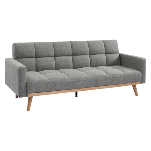 Canapé convertible 3 places ALISTER tissu gris clair