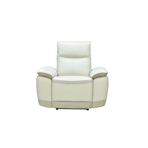 Fauteuil relax électrique électrique DOUGLAS cuir et tissu givre
