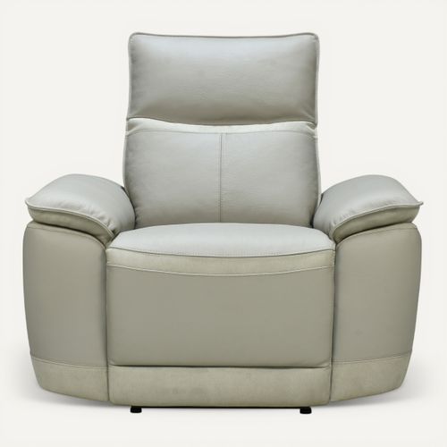 Fauteuil relax électrique électrique DOUGLAS cuir et tissu gris vue de face