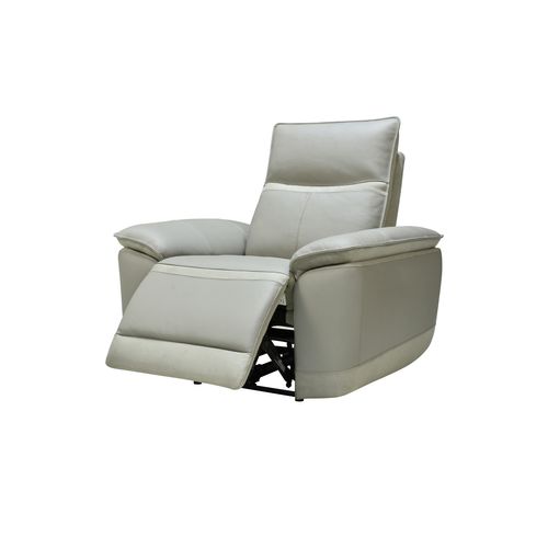 Fauteuil relax électrique électrique DOUGLAS cuir et tissu gris vue de profil