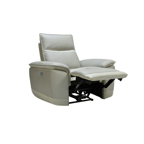Fauteuil relax électrique électrique DOUGLAS cuir et tissu gris