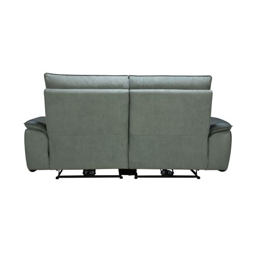 Canapé 3 places relax électrique DOUGLAS cuir et tissu gris foncé vue de derrière