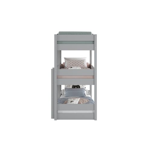 Lit superposé 3x90x190 cm BLOOM Gris vue de profil