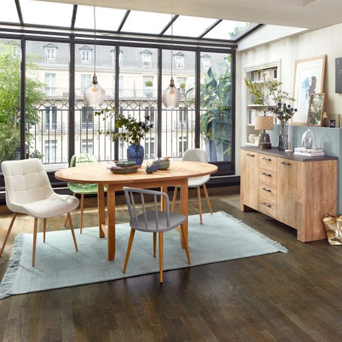 Chaise tissu bouclettes GABIE écru