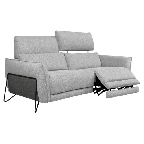 Canapé 2 places relax électrique CALVINE tissu gris clair