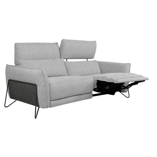 Canapé 2 places relax électrique CALVINE tissu gris clair