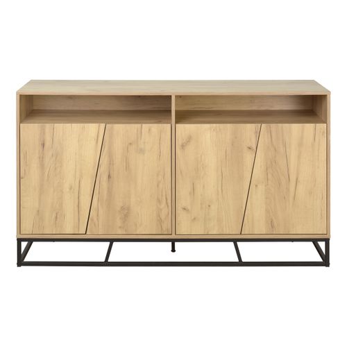 Buffet L.147 cm TOBIAS imitation chêne et noir vue de face