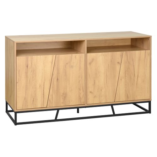 Buffet L.147 cm TOBIAS imitation chêne et noir vue 3/4