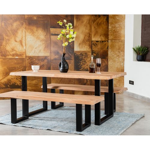 Table de séjour L.140 x l.75/80cm VATIRA acacia et noir
