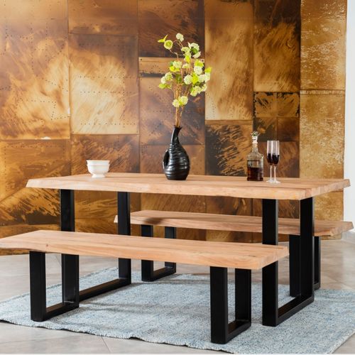 Table de séjour L.180 x l.85/90cm VATIRA acacia et noir