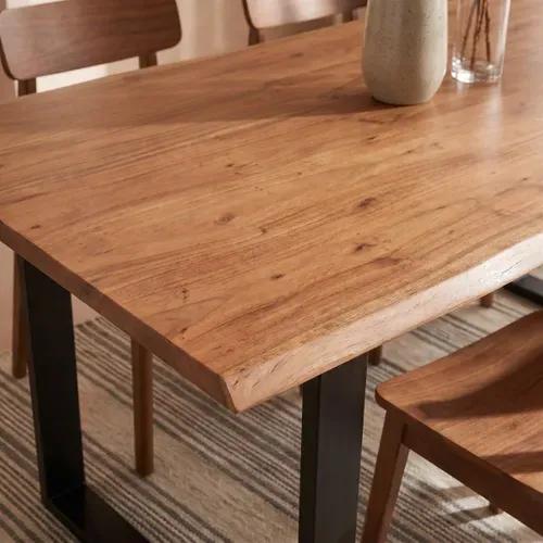 Table de séjour L.180 x l.85/90cm VATIRA acacia et noir