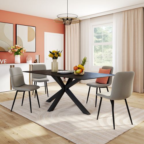 Table de séjour L.200cm BALA gris céramique vue d'ambiance 1