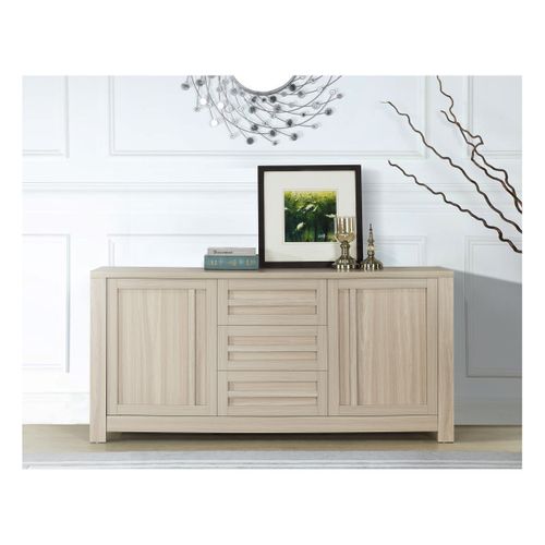 Buffet 2 Portes 3 Tiroirs ALBAN imitation chêne