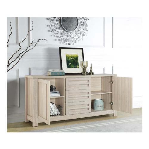 Buffet 2 Portes 3 Tiroirs ALBAN imitation chêne