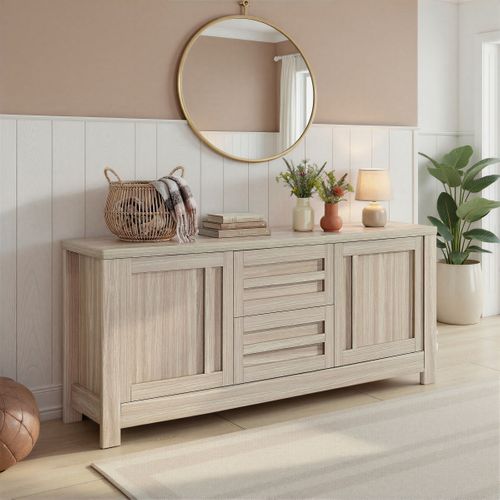 Buffet 2 Portes 3 Tiroirs ALBAN imitation chêne