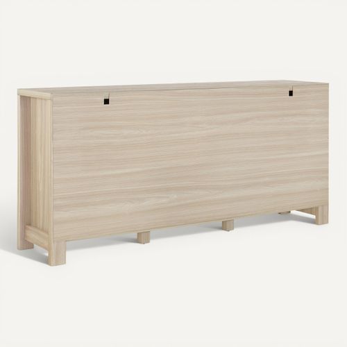 Buffet 2 Portes 3 Tiroirs ALBAN imitation chêne vue de derrière
