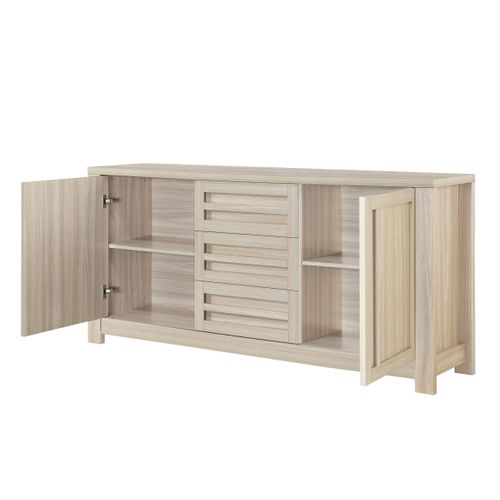 Buffet 2 Portes 3 Tiroirs ALBAN imitation chêne